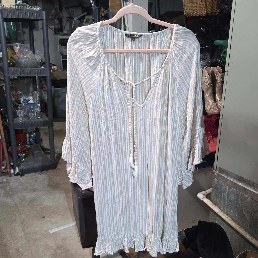 Striped Cream Midi Dress